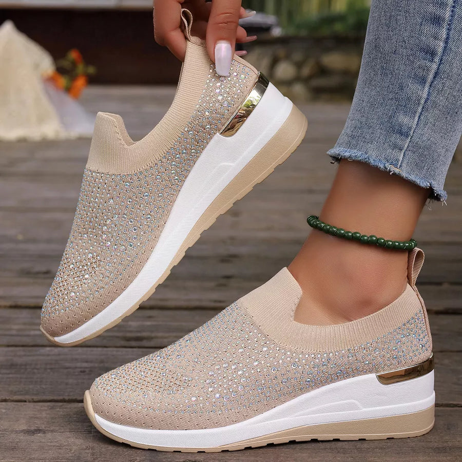 Polyester, Rubber, Rhinestone Imported Size &amp sneakers in Sky Blue with slip-on silhouette