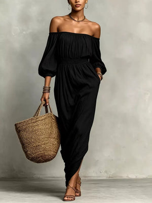 Khaki maxi dress with maxi and pullover