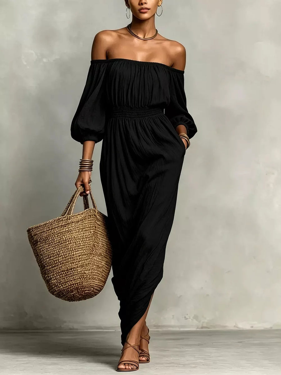 Khaki maxi dress with maxi and pullover