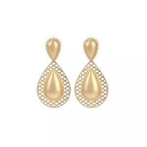 Gold earrings with dangle and post-back