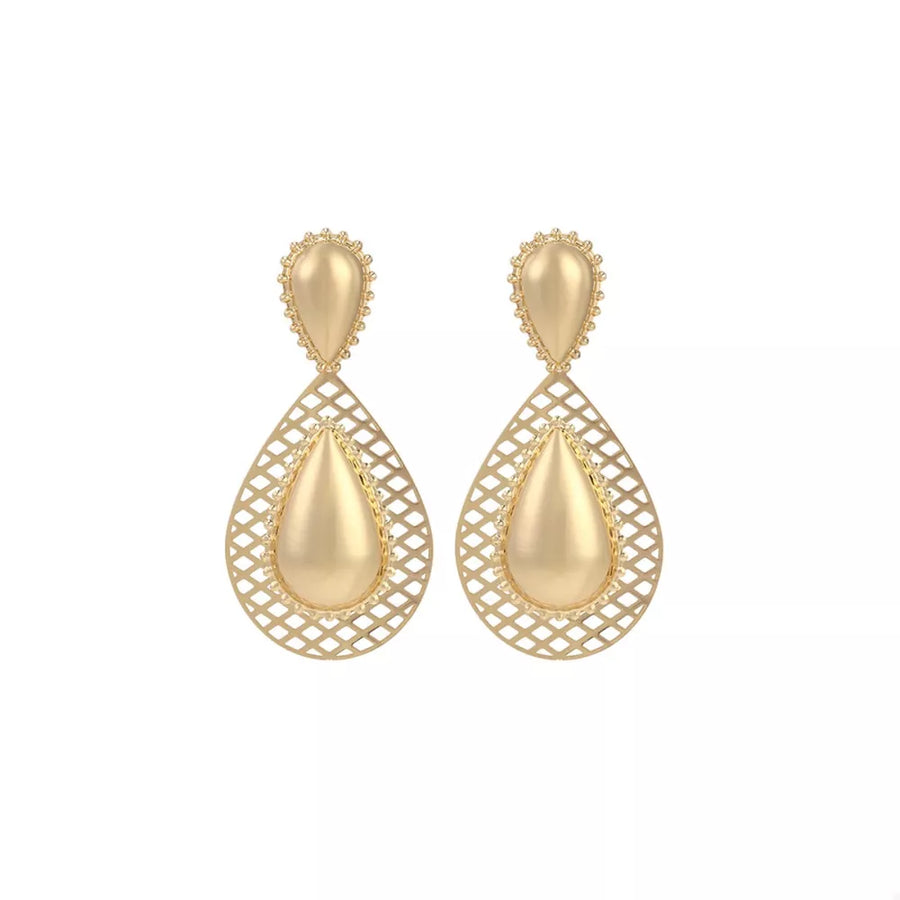 Gold earrings with dangle and post-back
