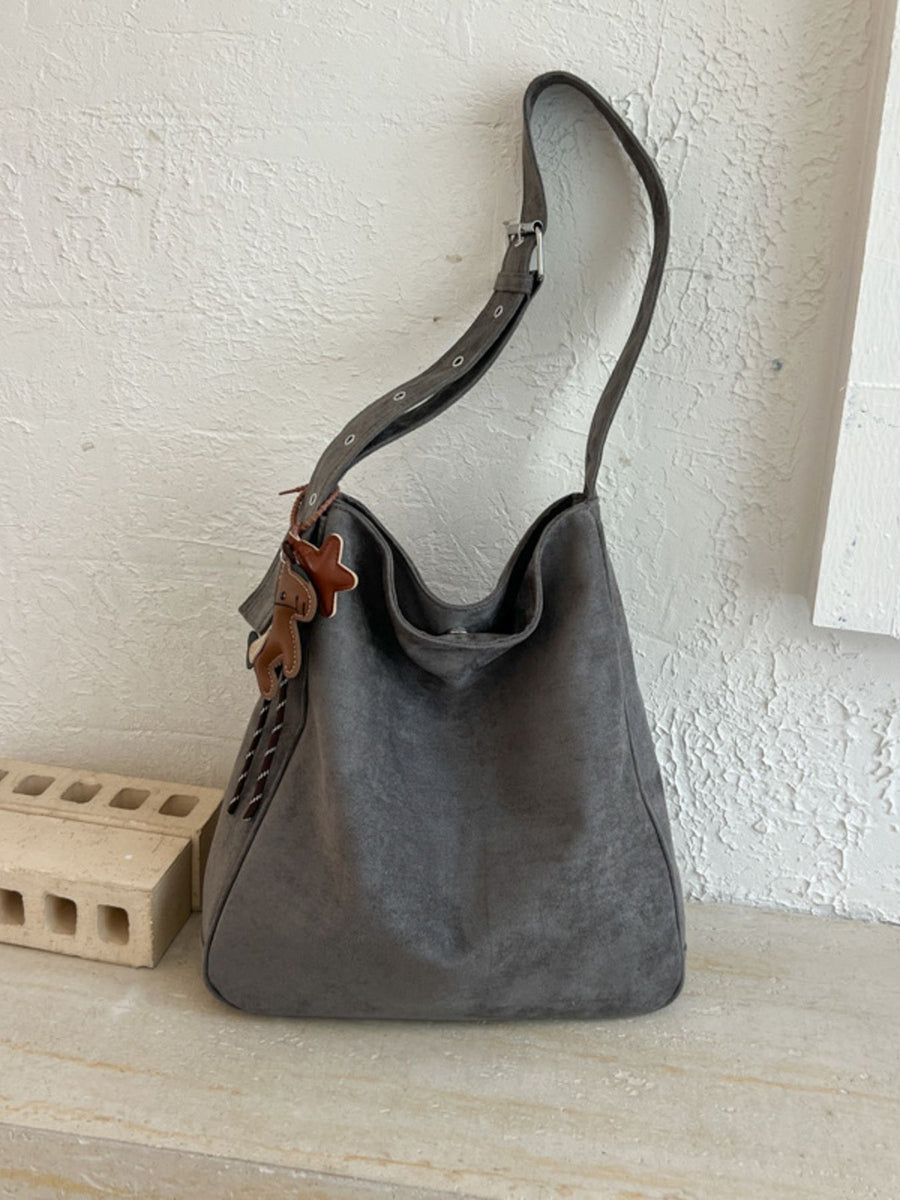 Large Adjustable Strap Crossbody Bag in Gray with adjustable straps