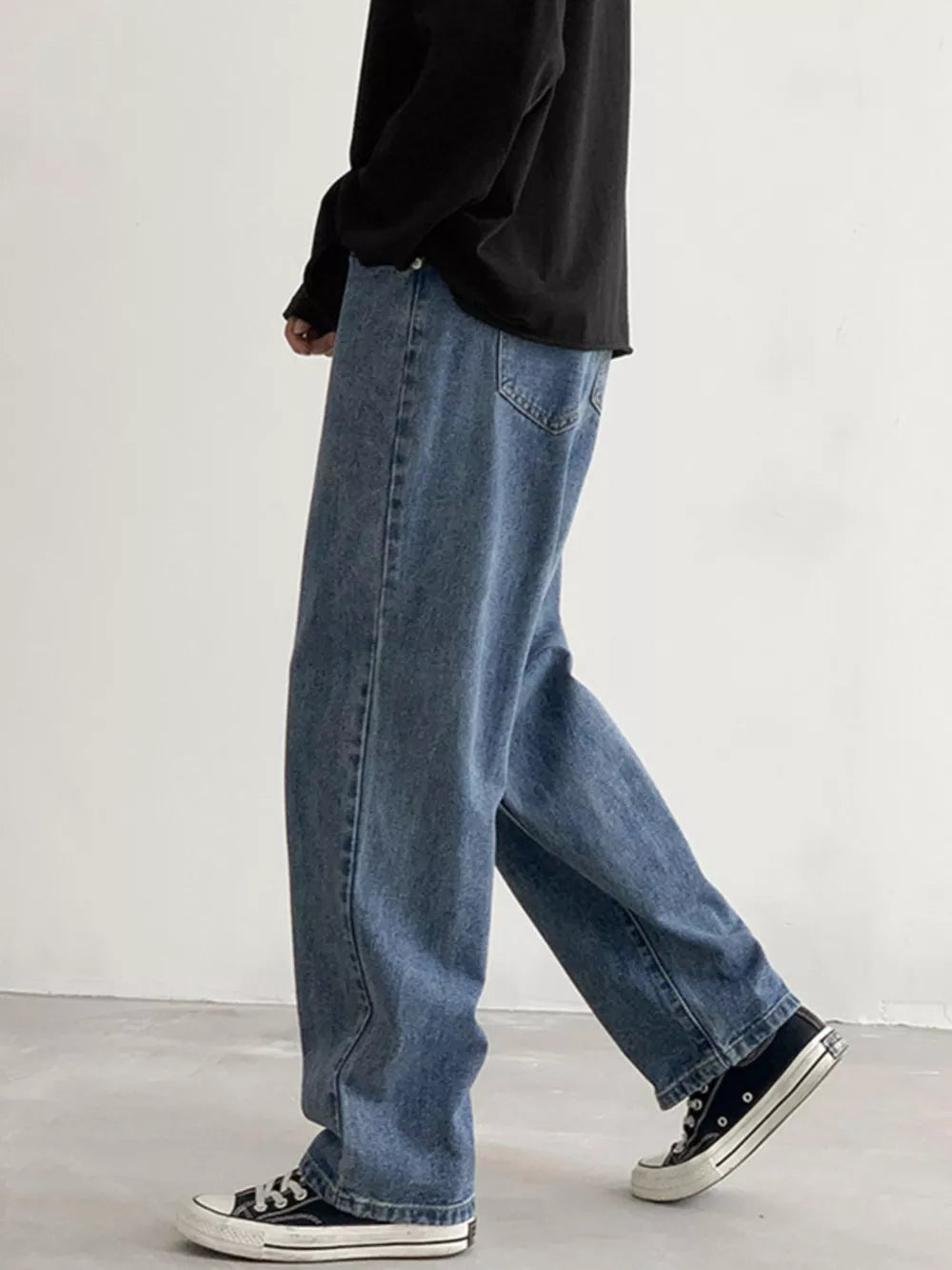 Black with Men's Loose Fit Jeans