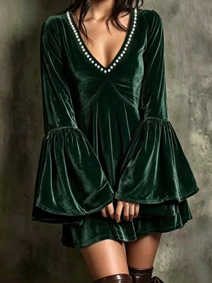 95% polyester, 5% elastane Care instructions: Machine wash cold mini dress in Black with A-line silhouette