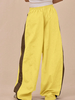 Color-Block Tracksuit And Wide-Leg Pants Set in espresso brown