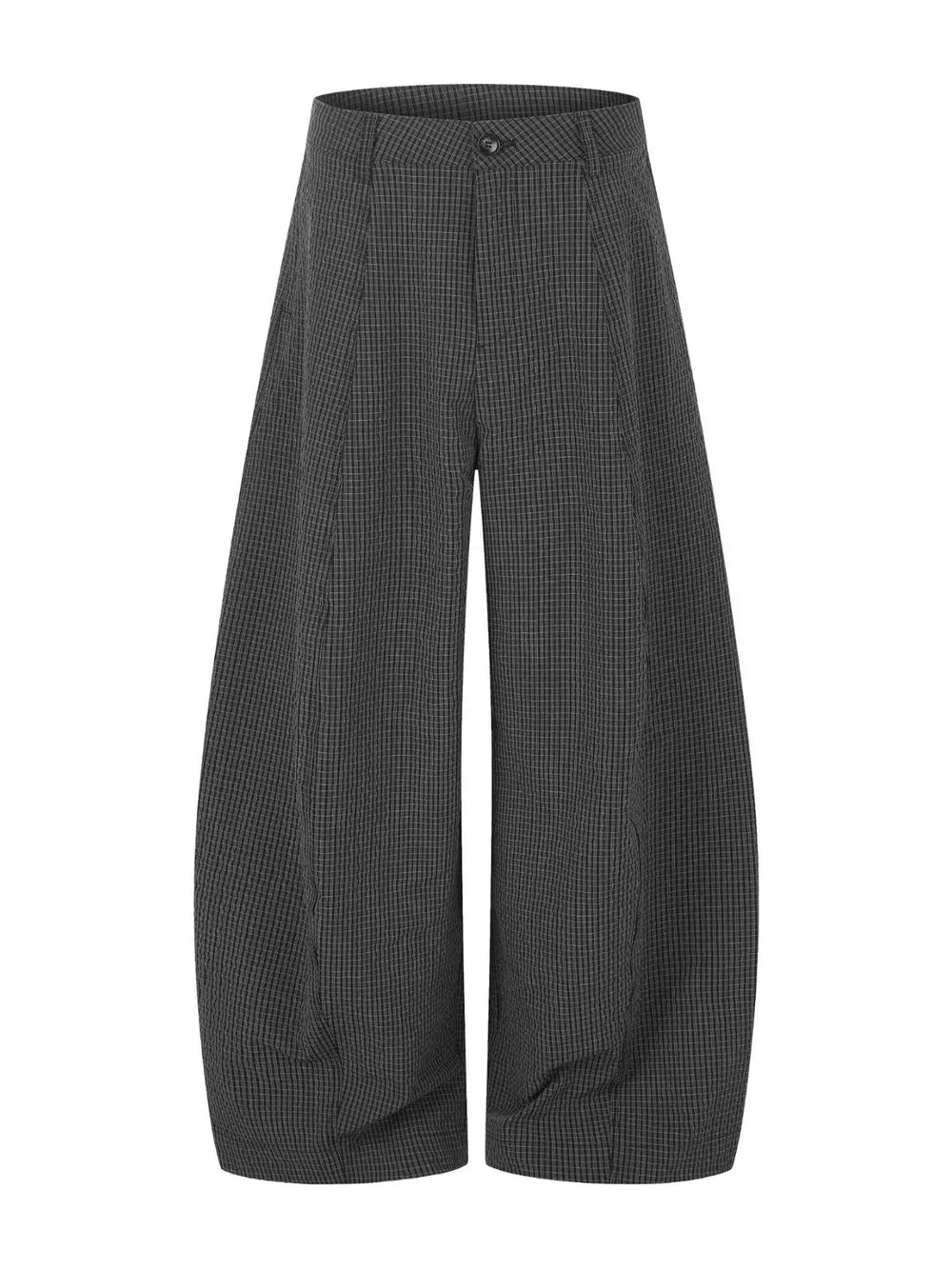 Grey Men's Wide Leg Plaid Pants