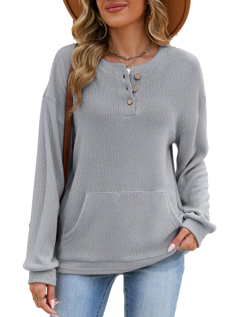 sweatshirt in Brown with waffle-knit and waffle-knit