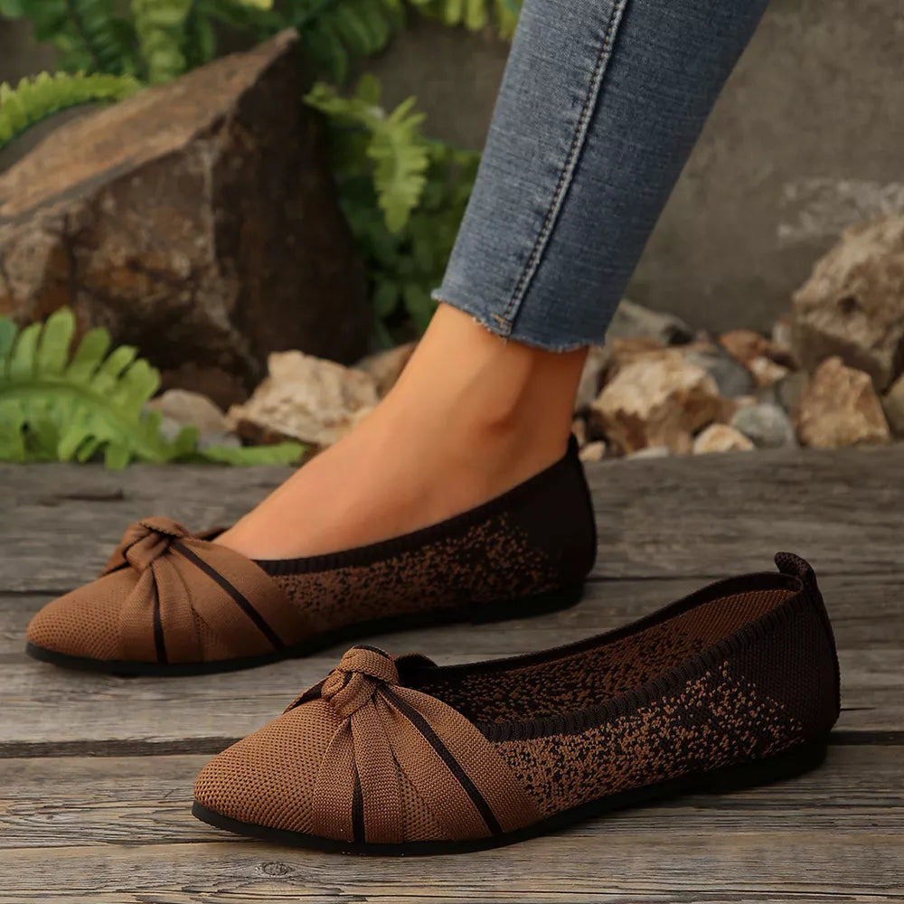 Dark Blue flats with bow detail and not applicable