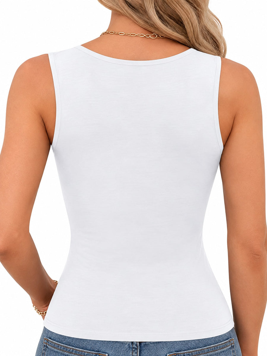 minimalist tank top in Dusty Pink with square neck