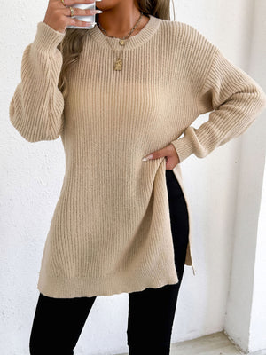 100% polyester Care instructions: Machine wash cold pullover sweater in Apricot with relaxed silhouette