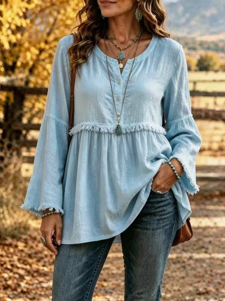 blush pink relaxed blouse with round neck