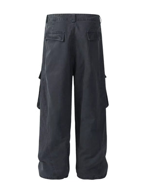 Haze Gray cargo sweatpants with multiple pockets and relaxed fit.