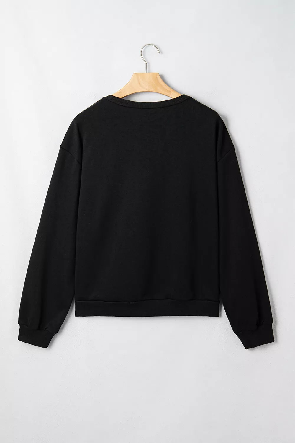 Gingham Patch Embroidered Rugby Sweatshirt in Black with gingham patches