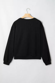 Gingham Patch Embroidered Rugby Sweatshirt in Black with gingham patches