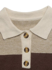Color Block Polo Collar Sweater option 9