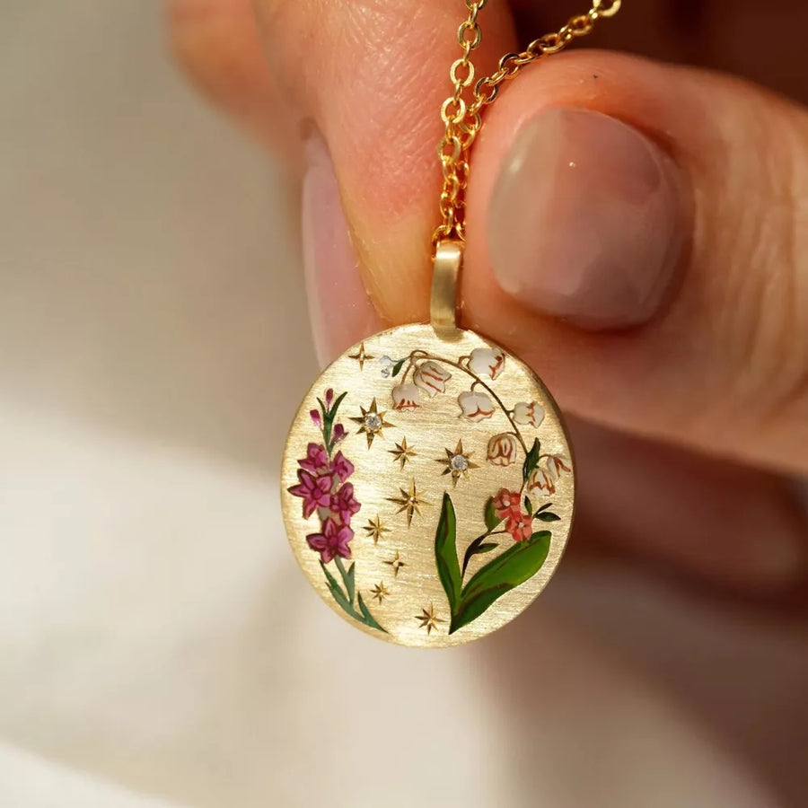 white necklace featuring 18K Gold-Plated and floral
