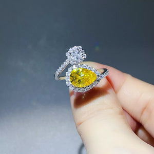 ring in silver featuring moissanite stone and bypass fit
