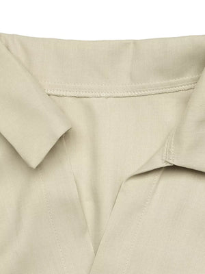 light beige shirt dress with ruched and long sleeve