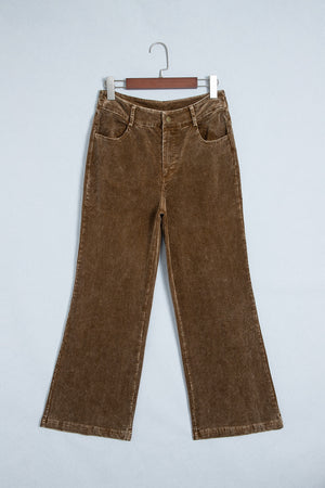wide-leg pants in camel with pocketed and full-length