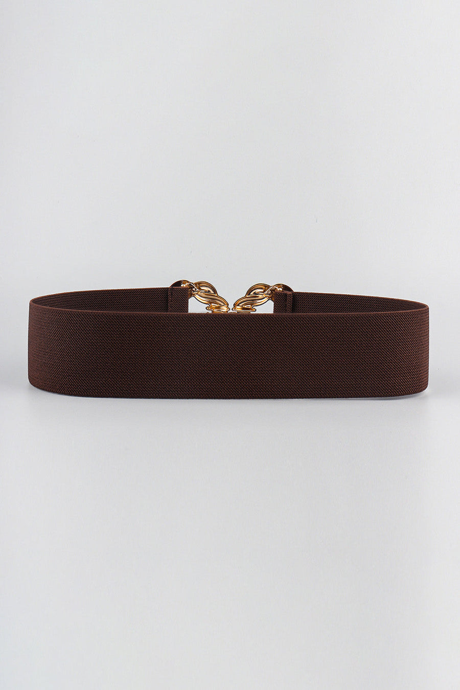 Chocolate braided stretch belt with gold alloy knot buckle detail