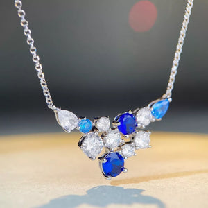 Blue necklace with choker and clasp
