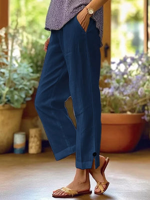 Grey Full Size Casual Wide-leg Pants Plus Size