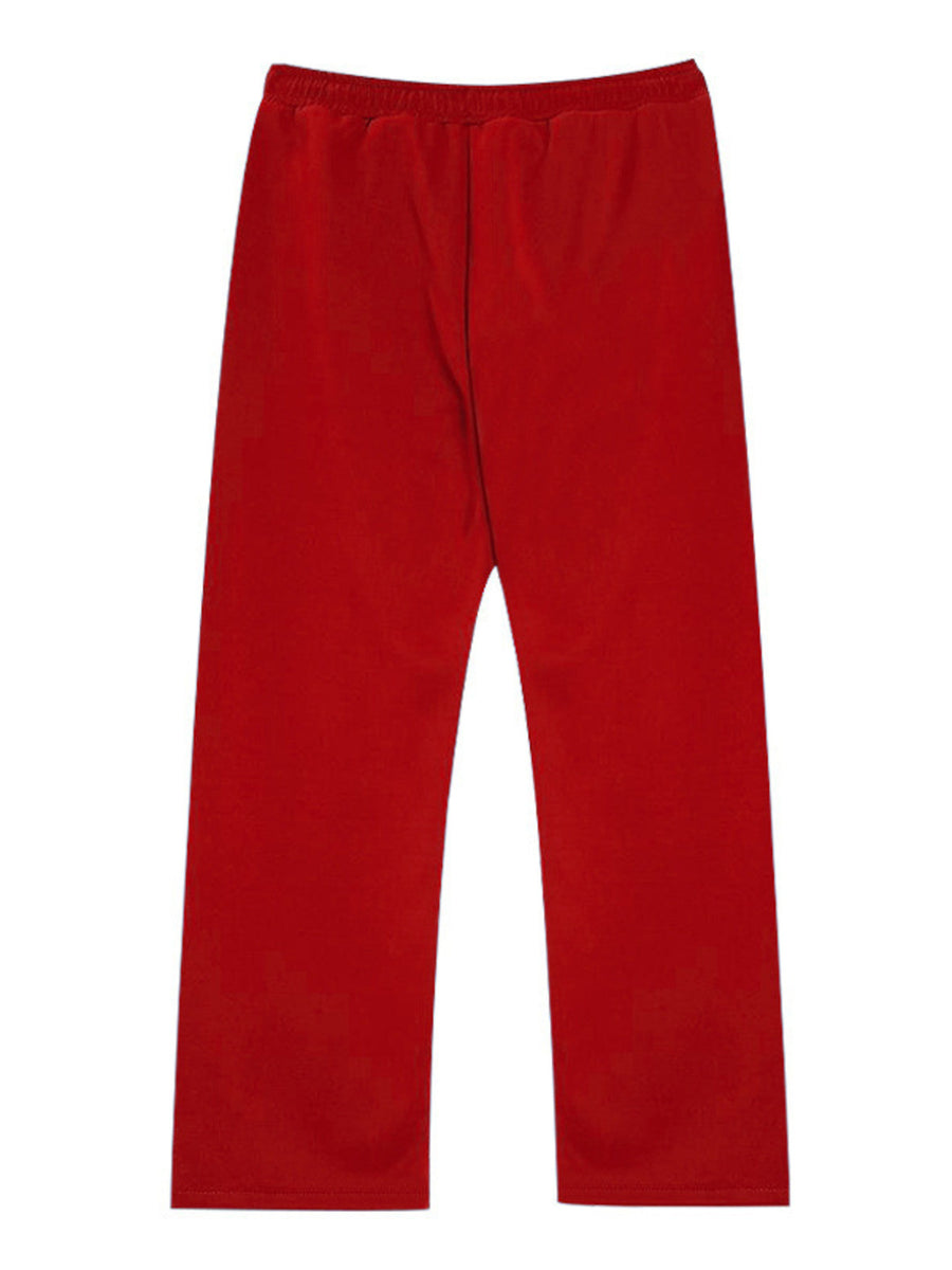 Men's Color Block Drawstring Casual Sweatpants Plus Size in Red