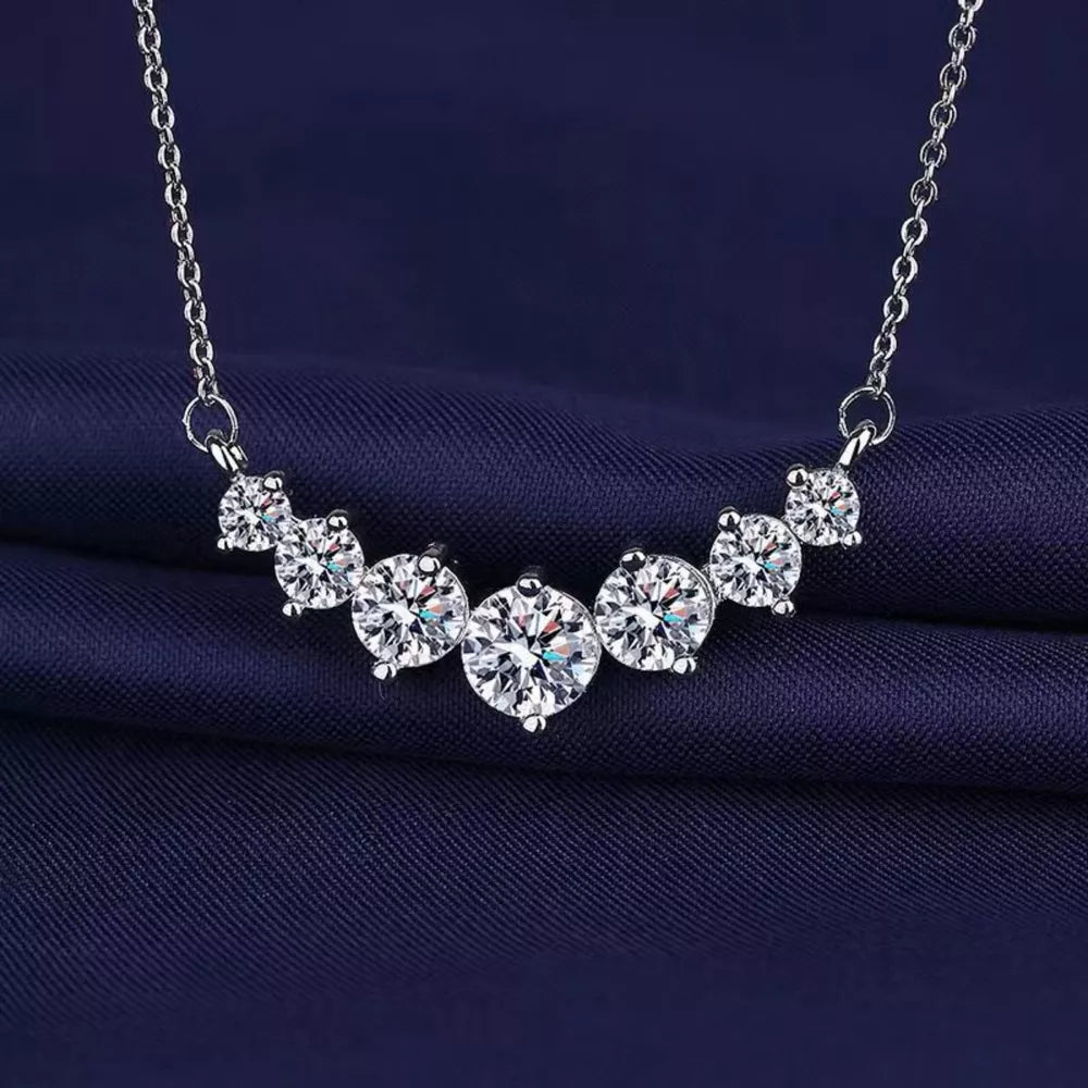 925 sterling silver,Moissanite Carat weight: 2 necklace in light blue with straight silhouette