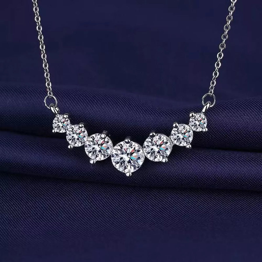 925 sterling silver,Moissanite Carat weight: 2 necklace in light blue with straight silhouette