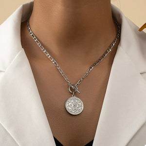 gold necklace with collar length and toggle