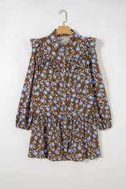 romantic shirt dress in Dark Brown with collared