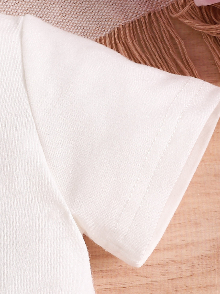White cotton baby t-shirt sleeve detail with double stitching