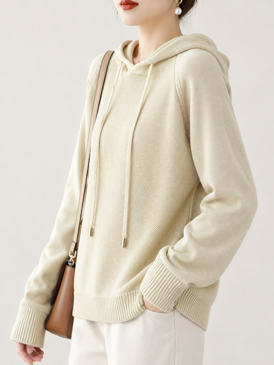 minimalist pullover sweater in Raspberry with hooded