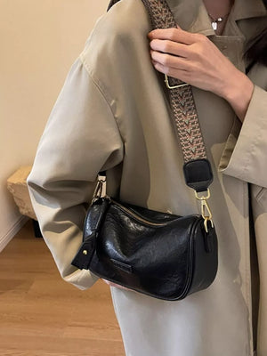 Black Wide Strap Crossbody Bag