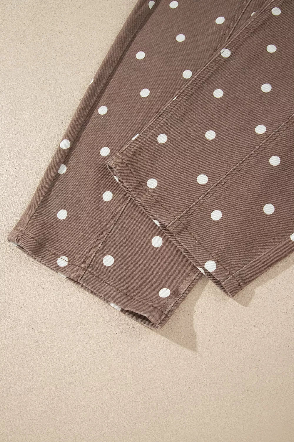 Tailored Seam Polka Dot Barrel Jeans in Dark Brown