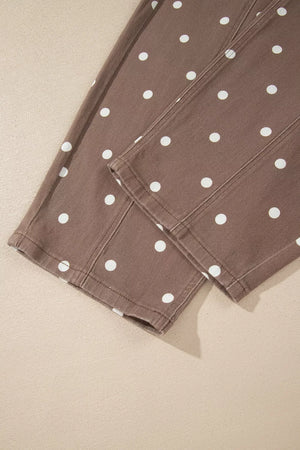 Tailored Seam Polka Dot Barrel Jeans in Dark Brown