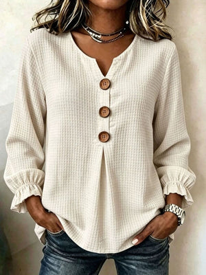 Black blouse with hip-length and half-button