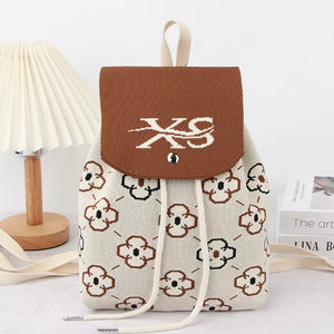 Caramel Floral Print Drawstring Backpack Bag