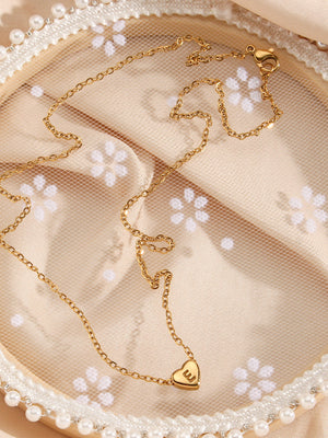 18K Gold-Plated Letter Heart Necklace in gold with heart charm