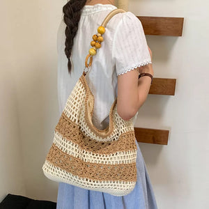 handbag featuring striped in Caramel with Polyester Imported Size &amp texture