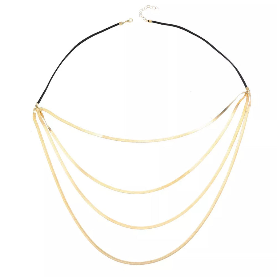 Multi-layered 18k Gold-plated Snake Chain Necklace option 5
