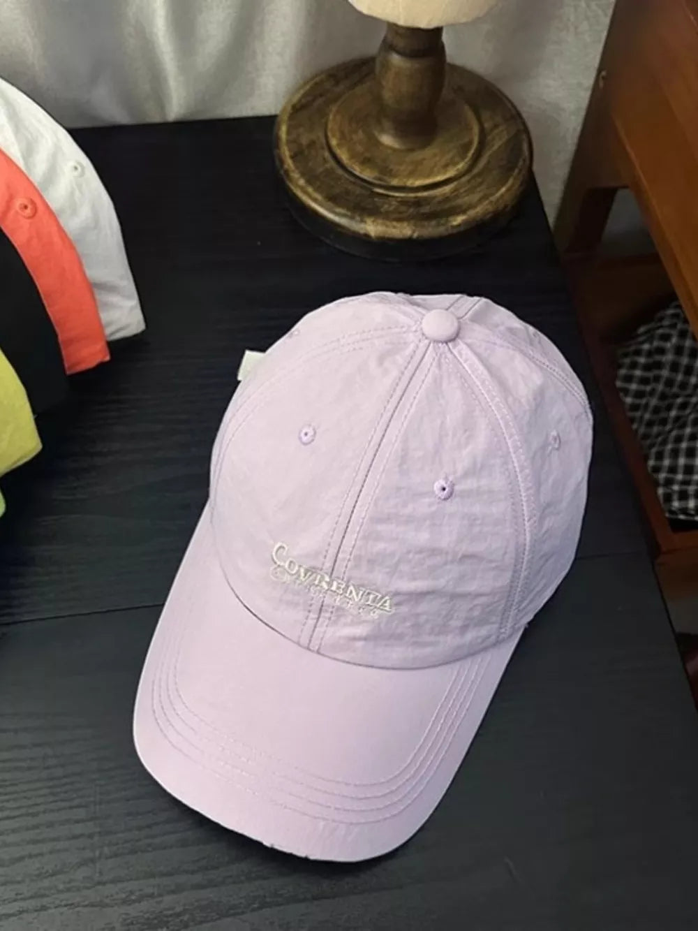 Lilac cotton baseball cap with embroidered logo detail
