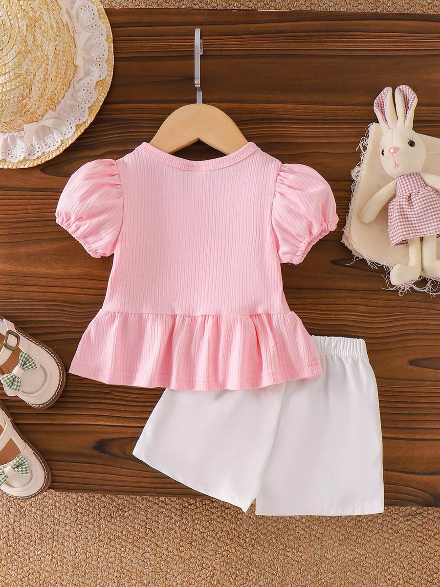 Children's Ribbed Bow Top And Shorts Set option 7