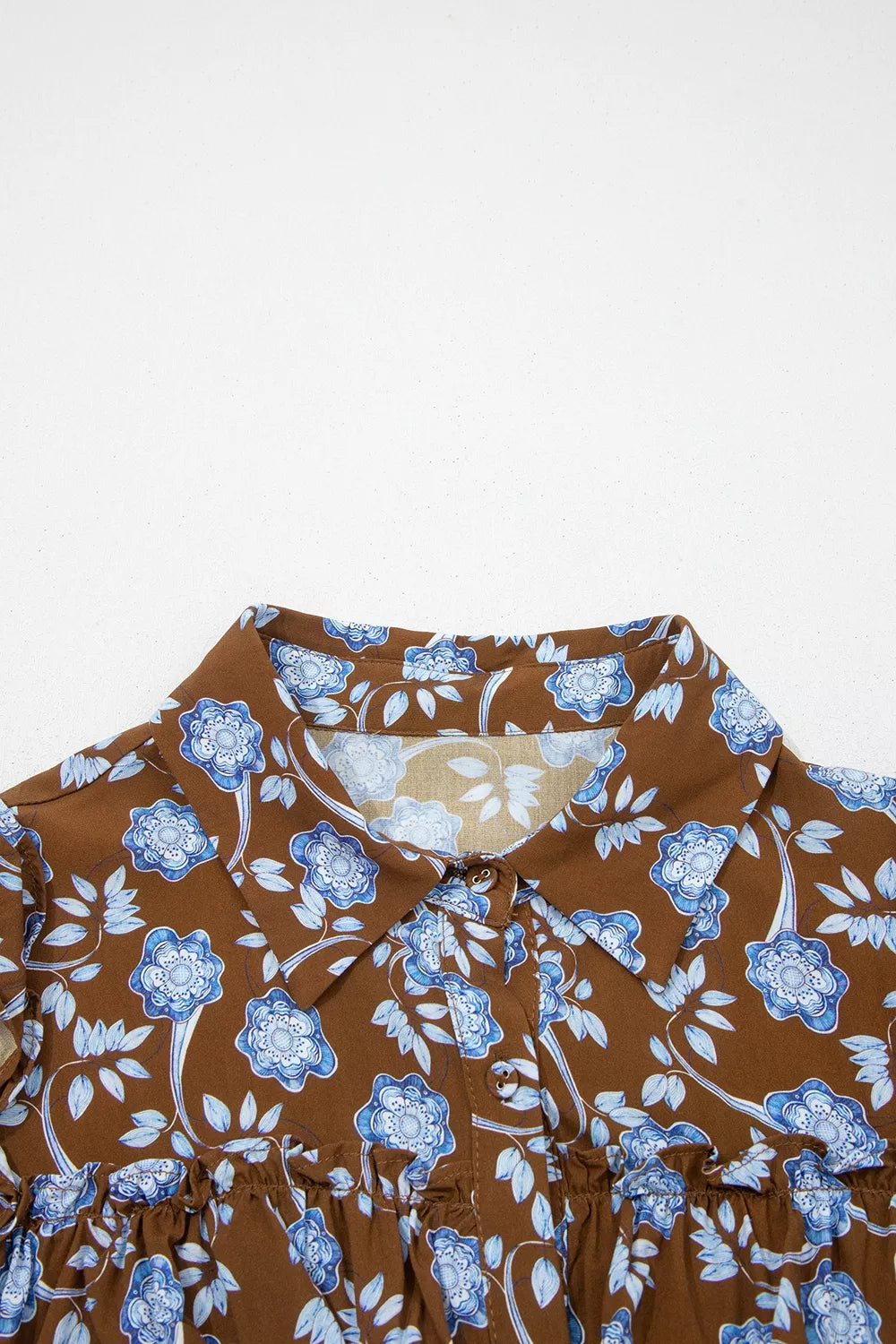 shirt dress featuring floral in sky blue with 100% viscose Care instructions: Machine wash cold texture
