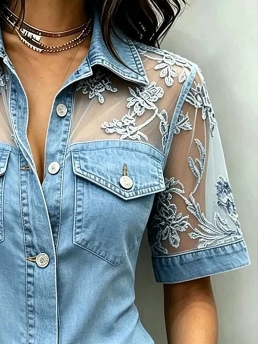 white blouse featuring buttoned and floral