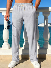 Khaki pants with elastic waist and null