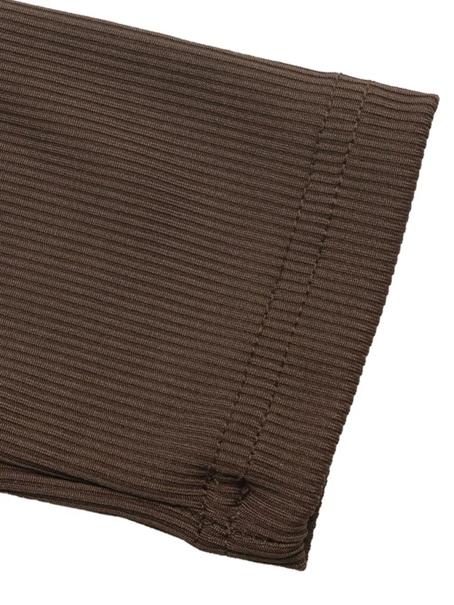 Coffee Brown fitted wrap top with v-neck