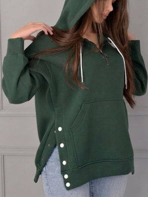 100% polyester Care instructions: Machine wash cold hoodie in Dark Green with relaxed silhouette