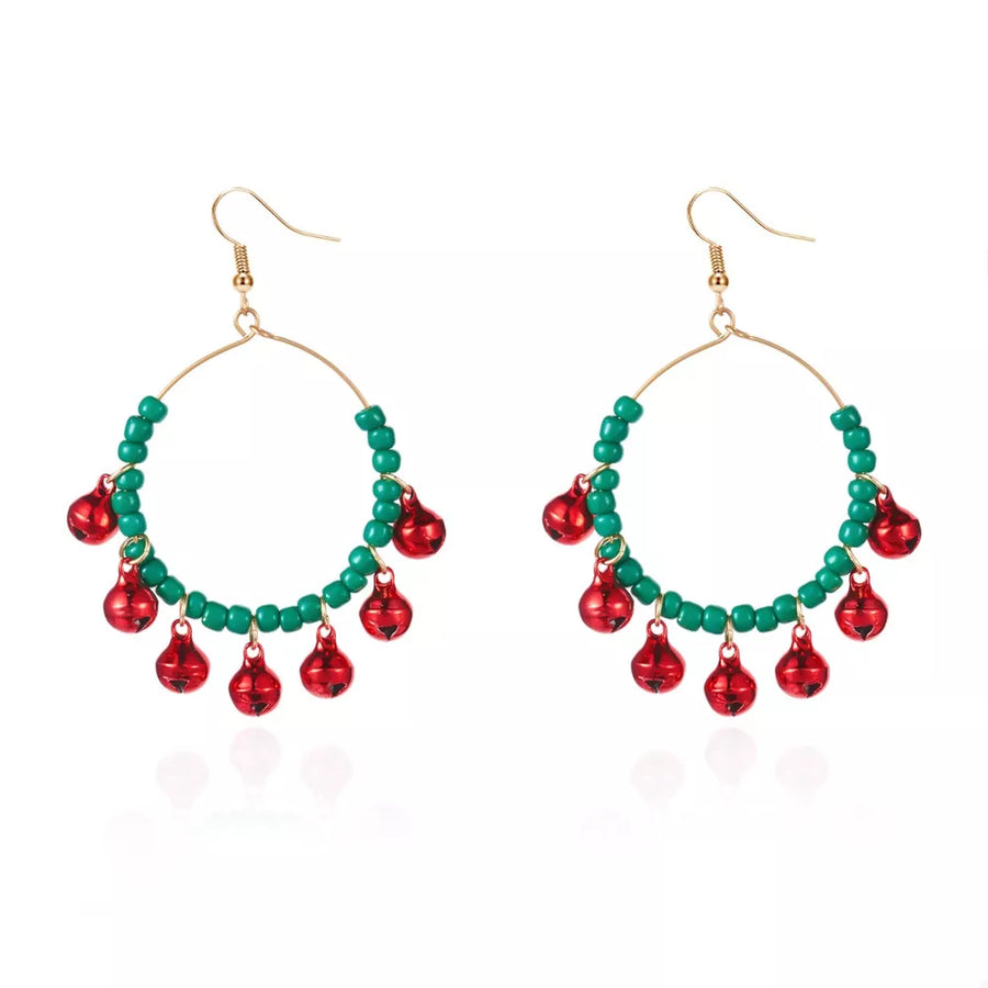 earrings in bright red with beaded and long