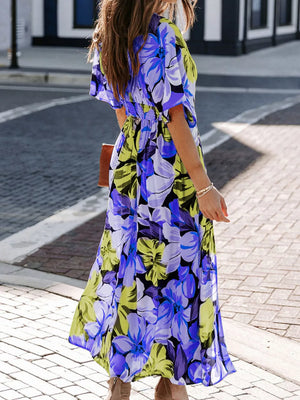 maxi dress in light blue with slit and maxi